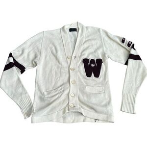 A390 Vintage varsity Letterman Sweater Cardigan. Real and Burgundy